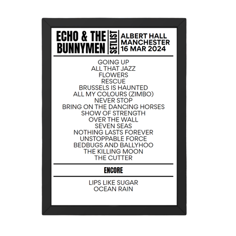 Echo & the Bunnymen Manchester March 16, 2024 Replica Setlist - Setlist