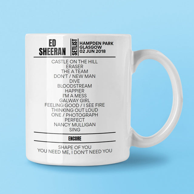 Ed Sheeran Hampden Park Glasgow June 02, 2018 Setlist Mug - Setlist