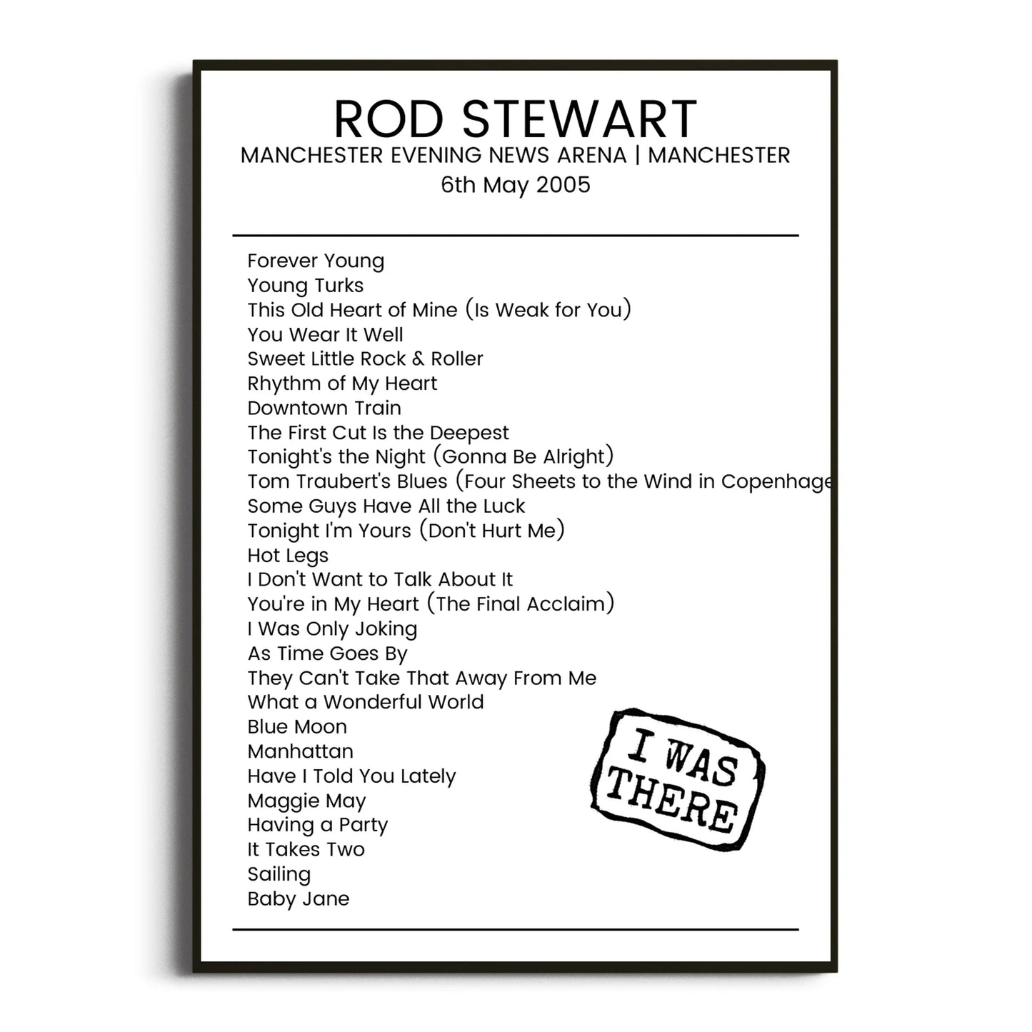 Rod Stewart Manchester 06 May 2005 Setlist Poster