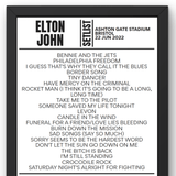 Elton John Bristol Ashton Gate 22 June 2022 Replica Setlist - Setlist