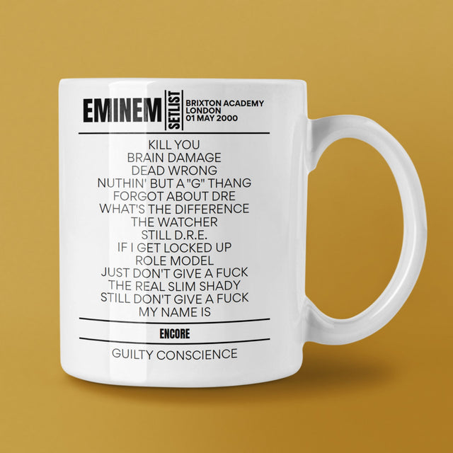 Eminem Brixton Academy London May 01, 2000 Setlist Mug - Setlist