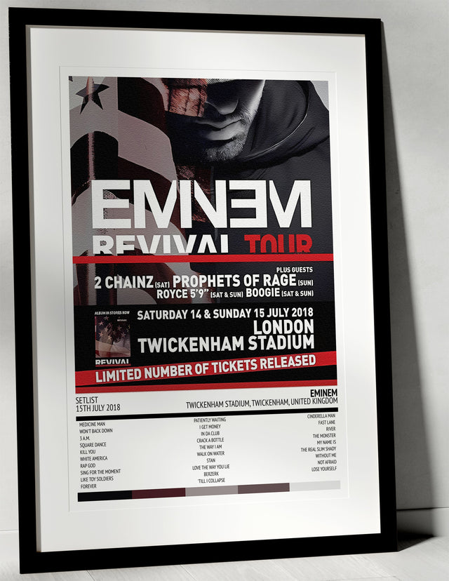 Eminem Revival Tour Twickenham Stadium Twickenham 15th July 2018 - Setlist Tour Poster - Setlist