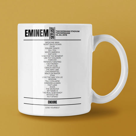 Eminem Twickenham Stadium Twickenham July 14, 2018 Setlist Mug - Setlist