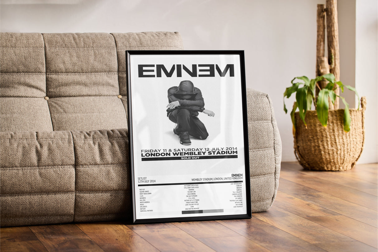 Eminem Wembley Stadium London 12th July 2014 - Setlist Tour Poster - Setlist