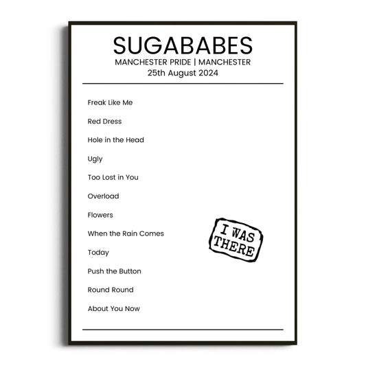 Sugababes Manchester 25 August 2024 Setlist Poster