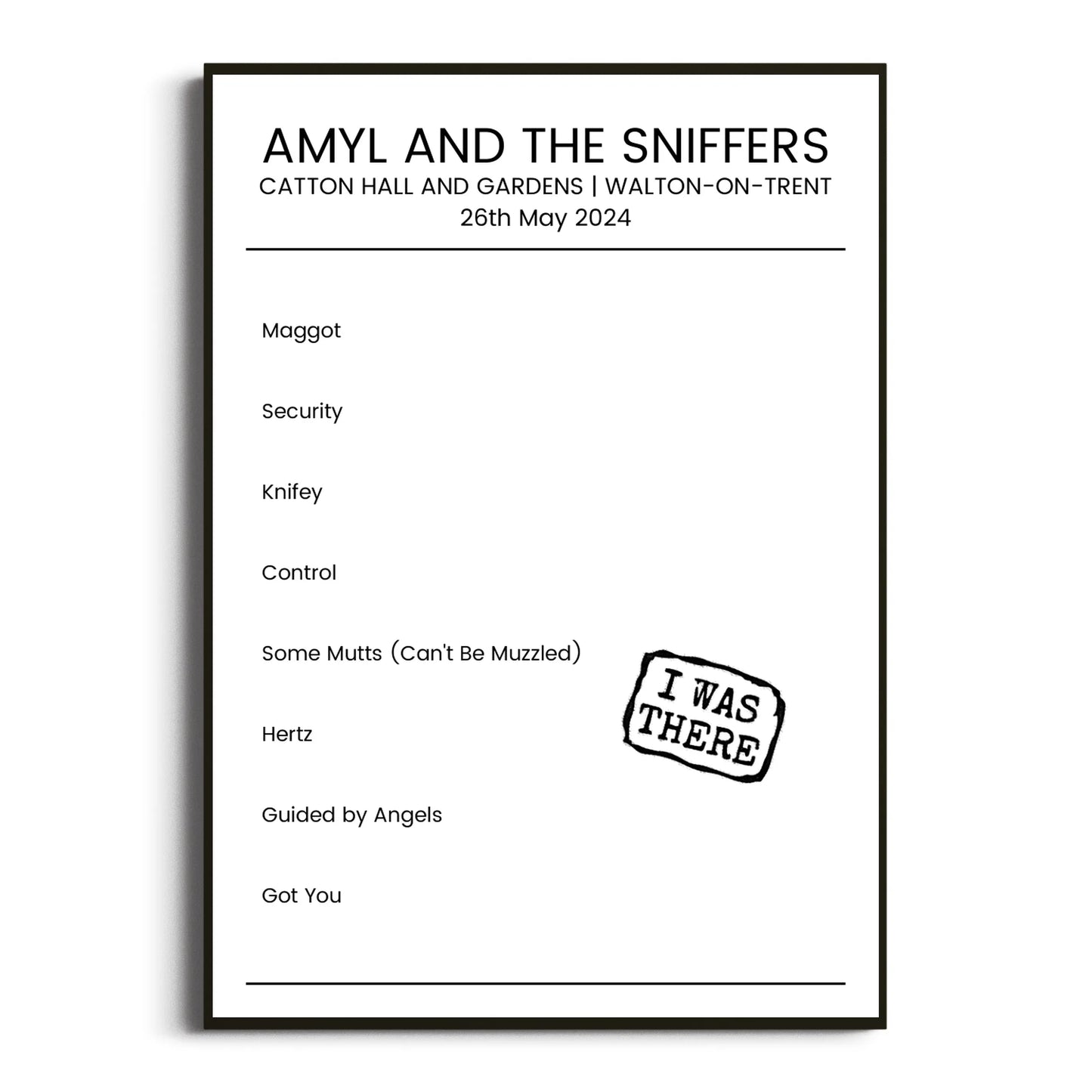 Amyl and the Sniffers Walton-on-Trent 26 May 2024 Setlist Poster