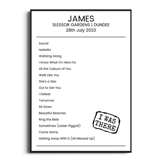 James Dundee 28 July 2023 Setlist Poster