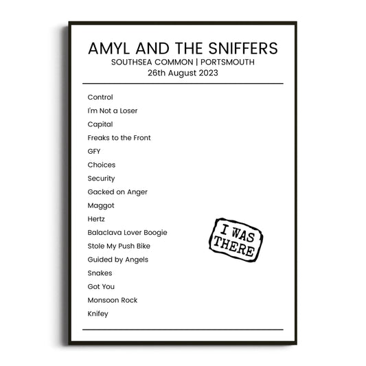 Amyl and the Sniffers Portsmouth 26 August 2023 Setlist Poster