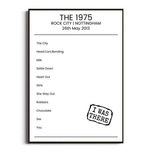 The 1975 Nottingham 26 May 2013 Setlist Poster