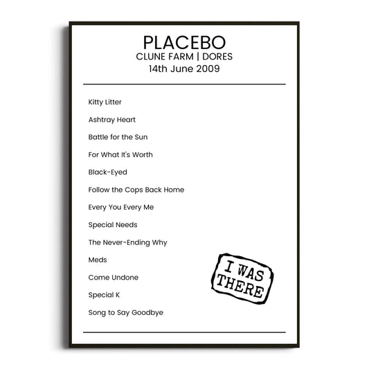 Placebo Dores 14 June 2009 Setlist Poster