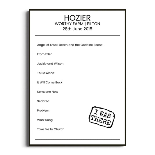 Hozier Pilton 28 June 2015 Setlist Poster