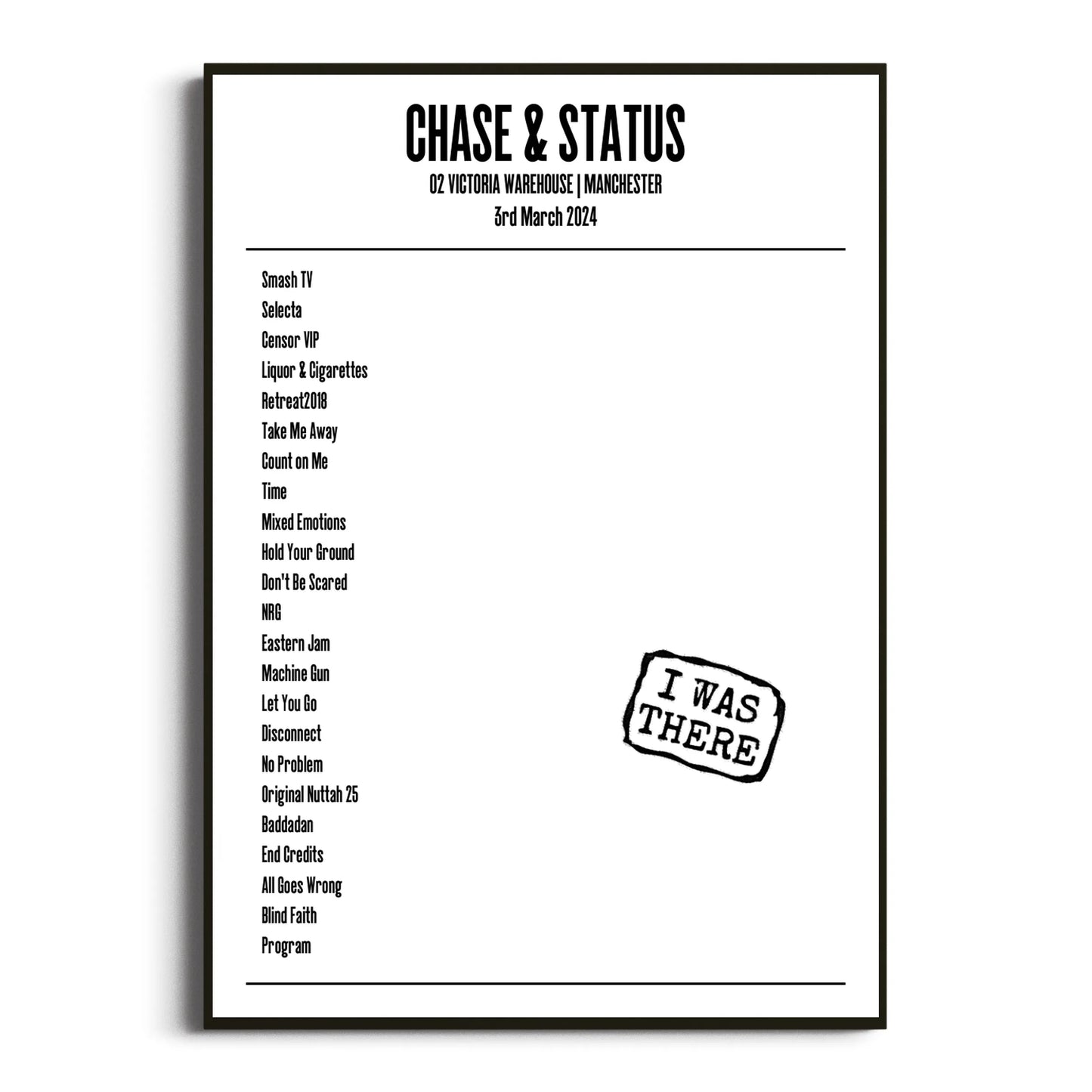 Chase & Status Manchester 03 March 2024 Setlist Poster