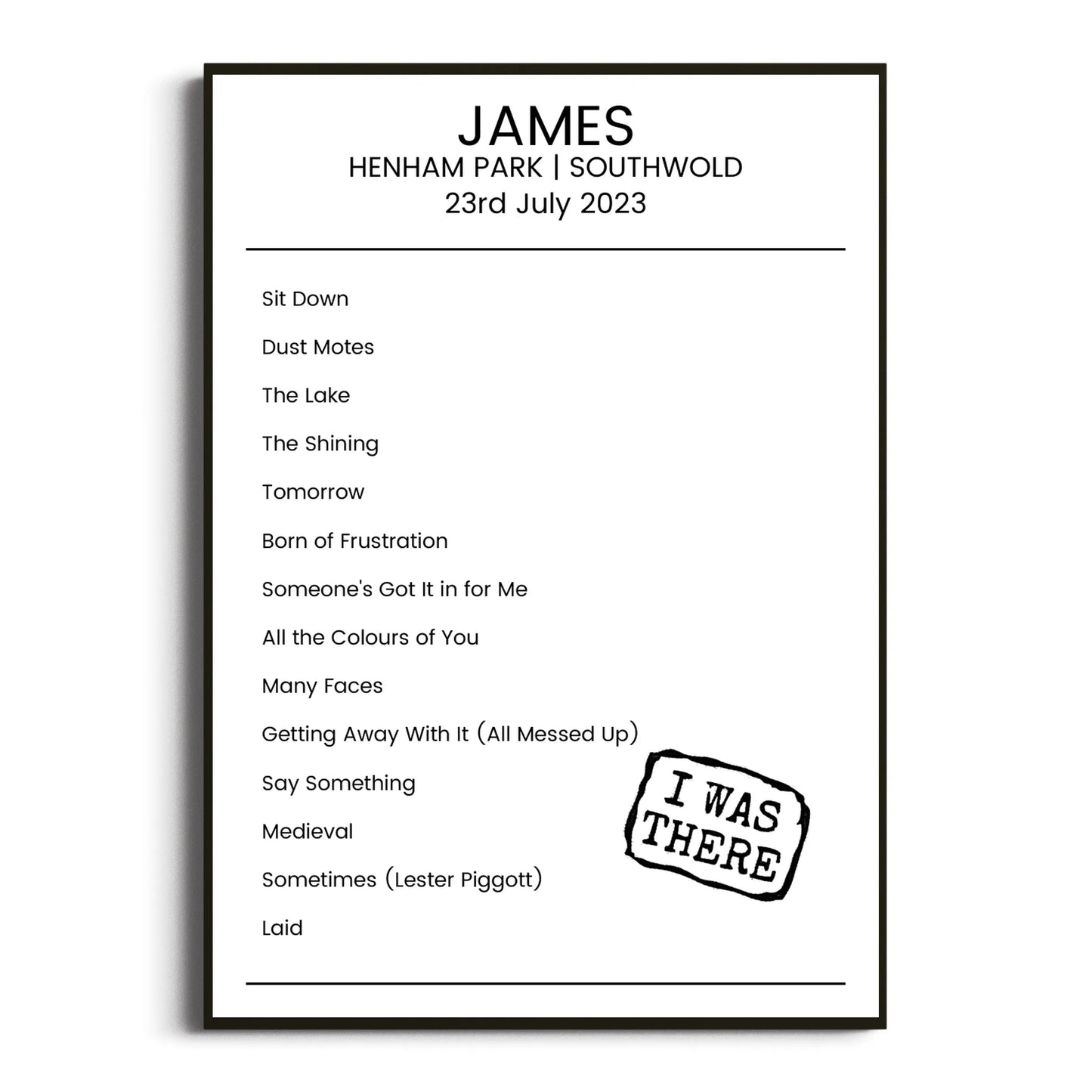 James Southwold 23 July 2023 Setlist Poster