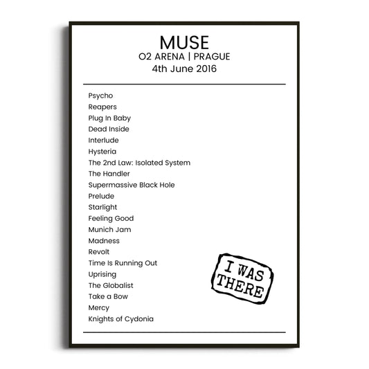 Muse Prague 04 June 2016 Setlist Poster