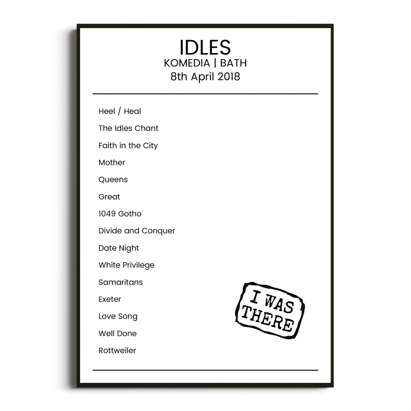 IDLES Bath 08 April 2018 Setlist Poster