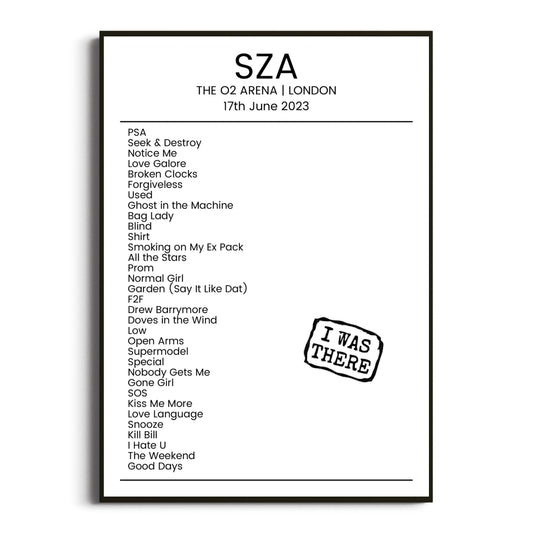 SZA London 17 June 2023 Setlist Poster