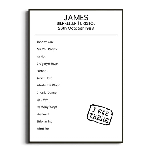 James Bristol 26 October 1988 Setlist Poster