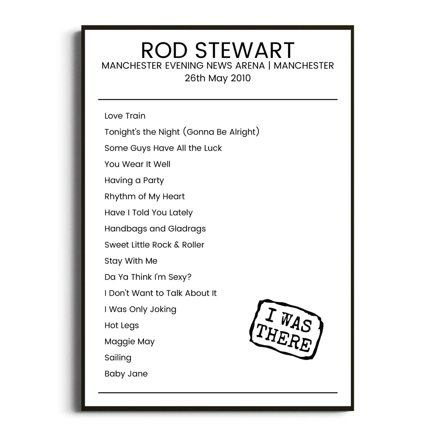 Rod Stewart Manchester 26 May 2010 Setlist Poster