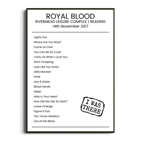 Royal Blood Reading 14 November 2017 Setlist Poster