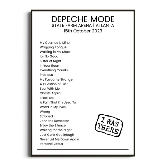 Depeche Mode Atlanta 15 October 2023 Setlist Poster