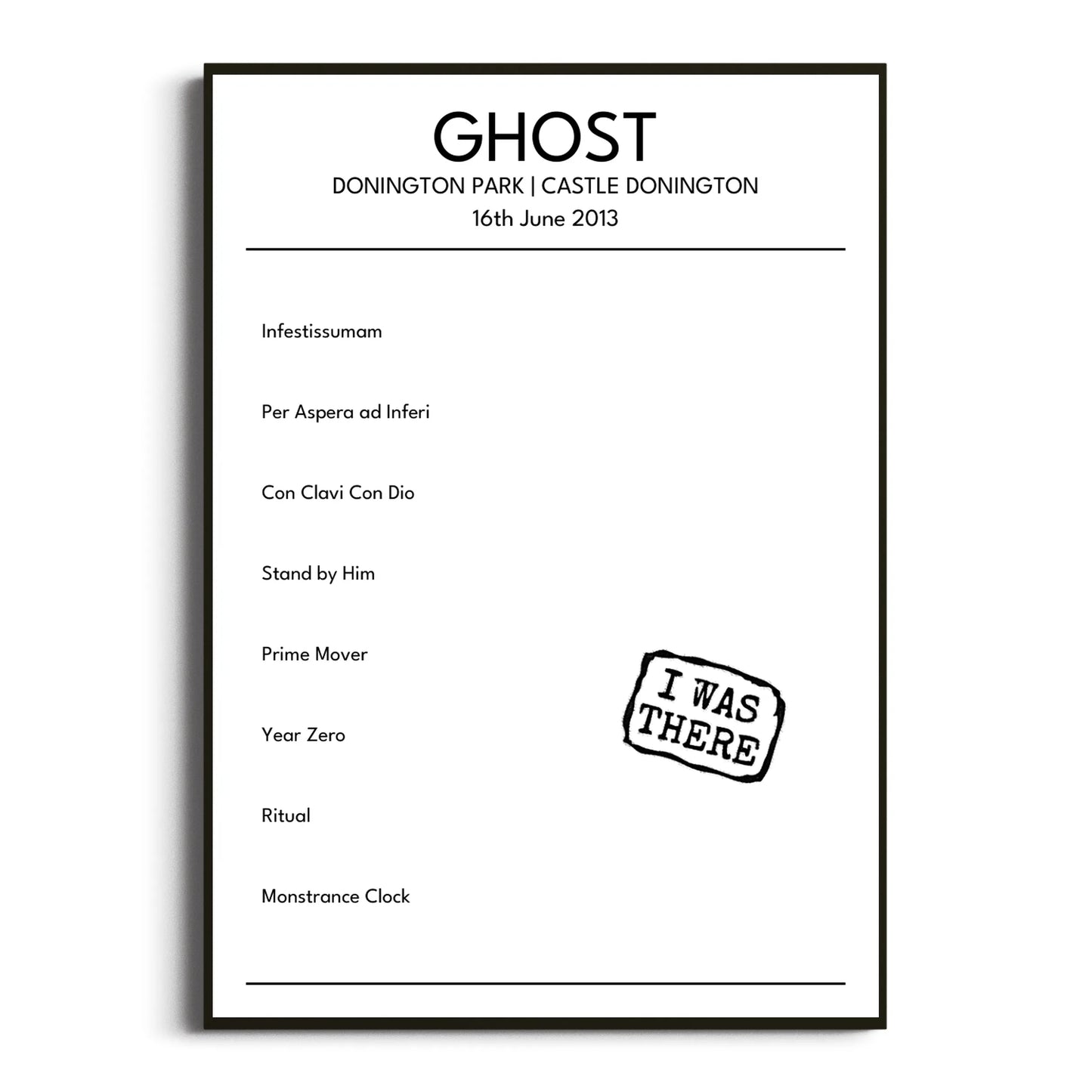 Ghost Castle Donington 16 June 2013 Setlist Poster