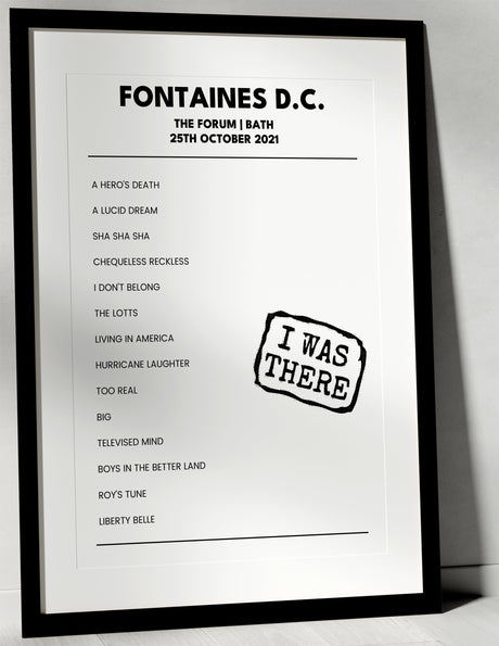 Fontaines D.C. 25th October 2021 The Forum Bath - I Was There - Setlist