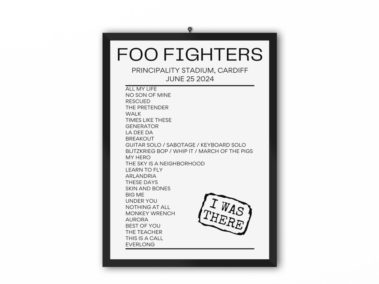 Foo Fighters Cardiff June 25 2024 Replica Setlist - Setlist