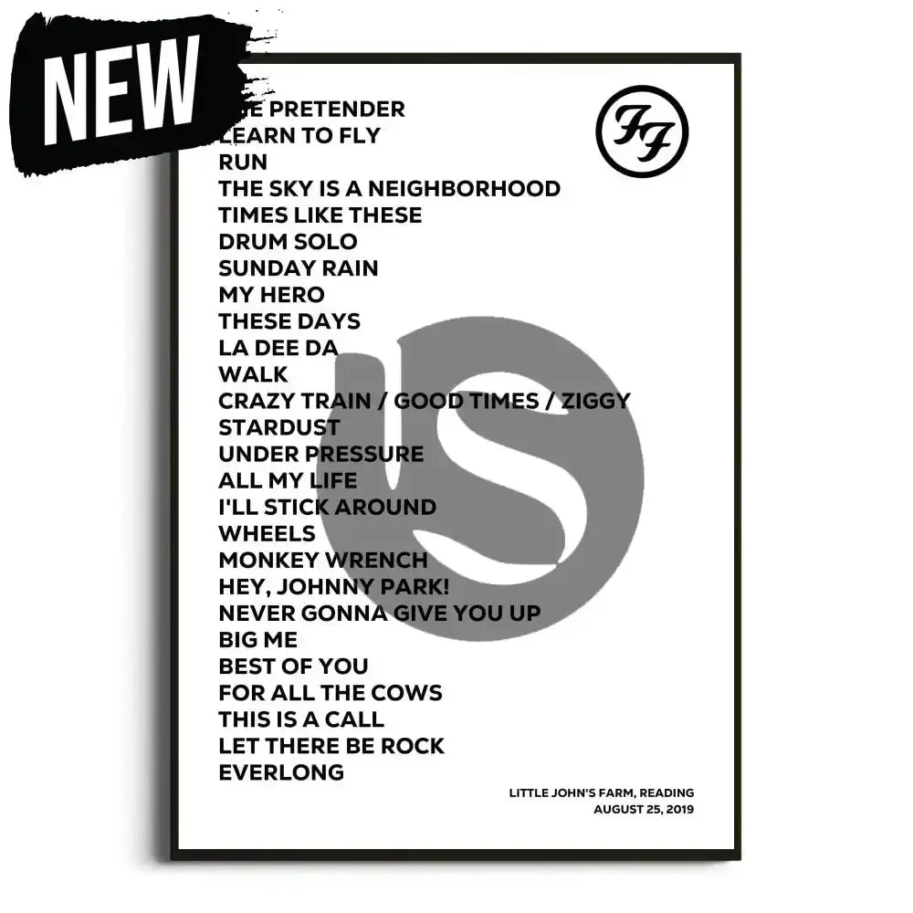 Foo Fighters Europe 2019 UK Tour Posters - Setlist