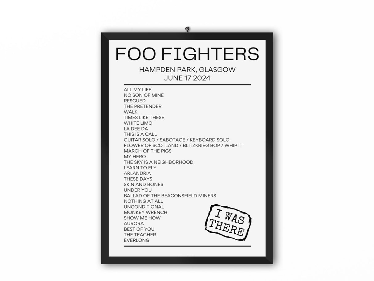 Foo Fighters Glasgow June 17 2024 Replica Setlist - Setlist