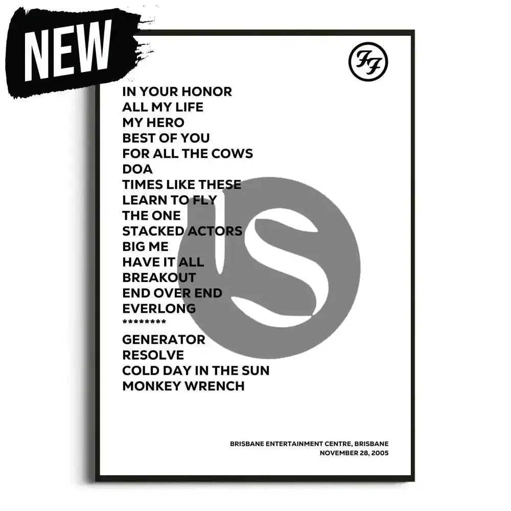 Foo Fighters In Your Honor Tour - Setlist Posters - Setlist