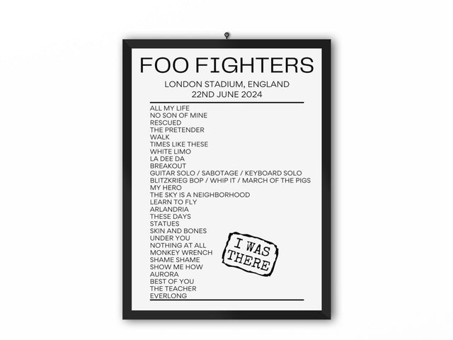 Foo Fighters London June 22 2024 Replica Setlist - Setlist