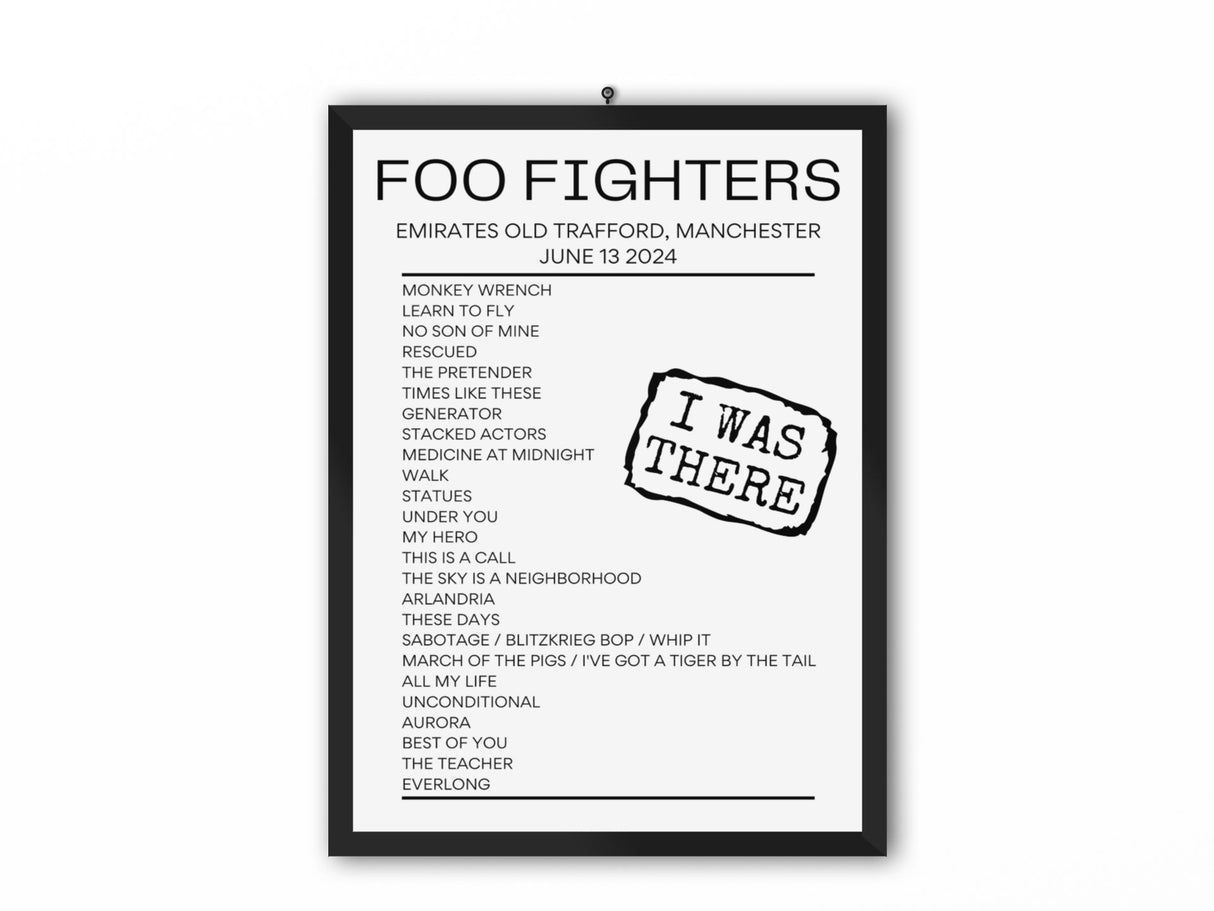 Foo Fighters Manchester July 13 2024 Replica Setlist - Setlist