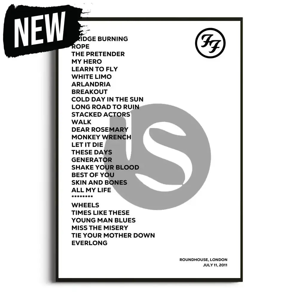 Foo Fighters Wasting Light UK Tour Posters - Setlist