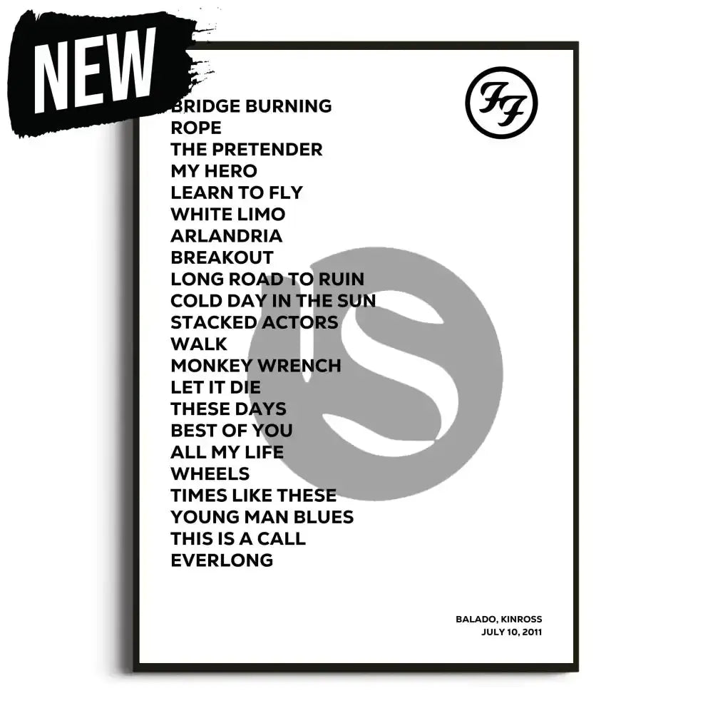 Foo Fighters Wasting Light UK Tour Posters - Setlist