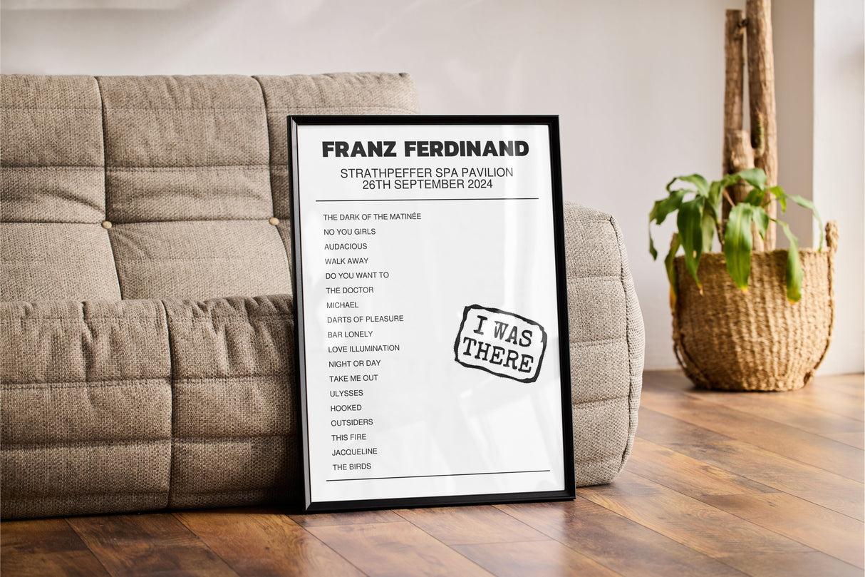 Franz Ferdinand Strathpeffer Spa Pavilion Strathpeffer 26th September 2024 - Setlist Tour Poster - Setlist