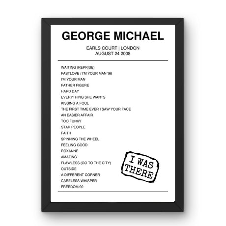 George Michael August 24, 2008 Earls Court London Setlist Poster - Setlist