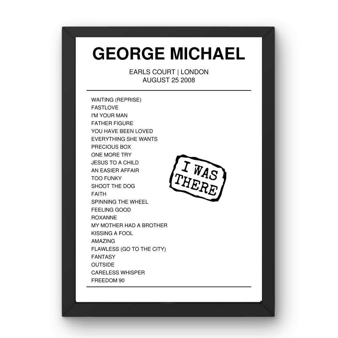 George Michael August 25, 2008 Earls Court London Setlist Poster - Setlist