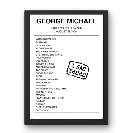 George Michael August 25, 2008 Earls Court London Setlist Poster - Setlist