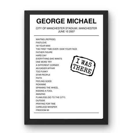 George Michael June 15, 2007 City of Manchester Stadium Manchester Setlist Poster - Setlist