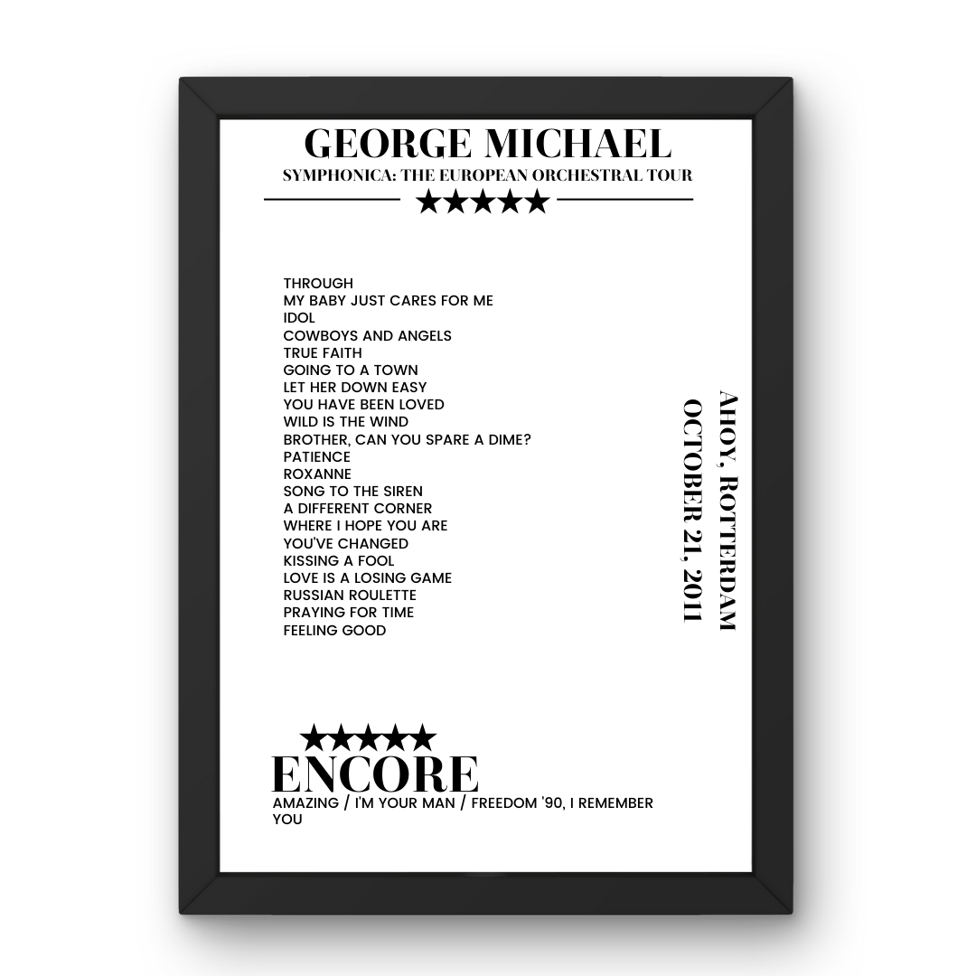 George Michael October 21, 2011 Ahoy Rotterdam Setlist Poster - Setlist