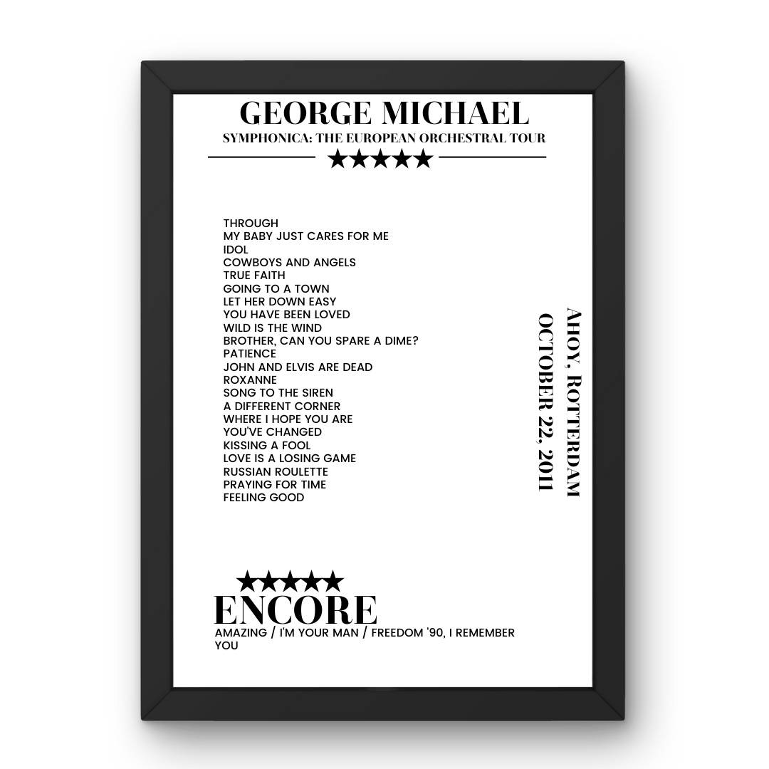 George Michael October 22, 2011 Ahoy Rotterdam Setlist Poster - Setlist