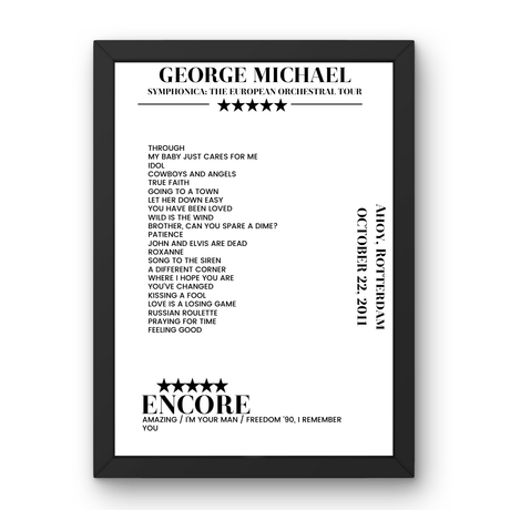 George Michael October 22, 2011 Ahoy Rotterdam Setlist Poster - Setlist