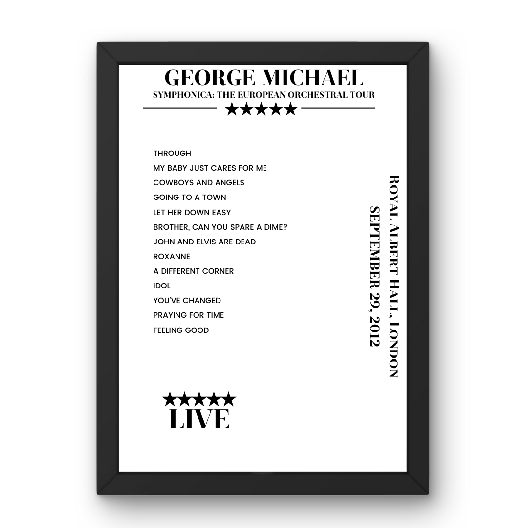 George Michael September 29, 2012 Royal Albert Hall London Setlist Poster - Setlist