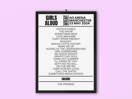 Girls Aloud AO Arena Manchester May 23, 2024 Replica Setlist - Setlist