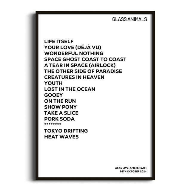 Glass Animals Amsterdam 26th October 2024 - Gig Setlist - Setlist