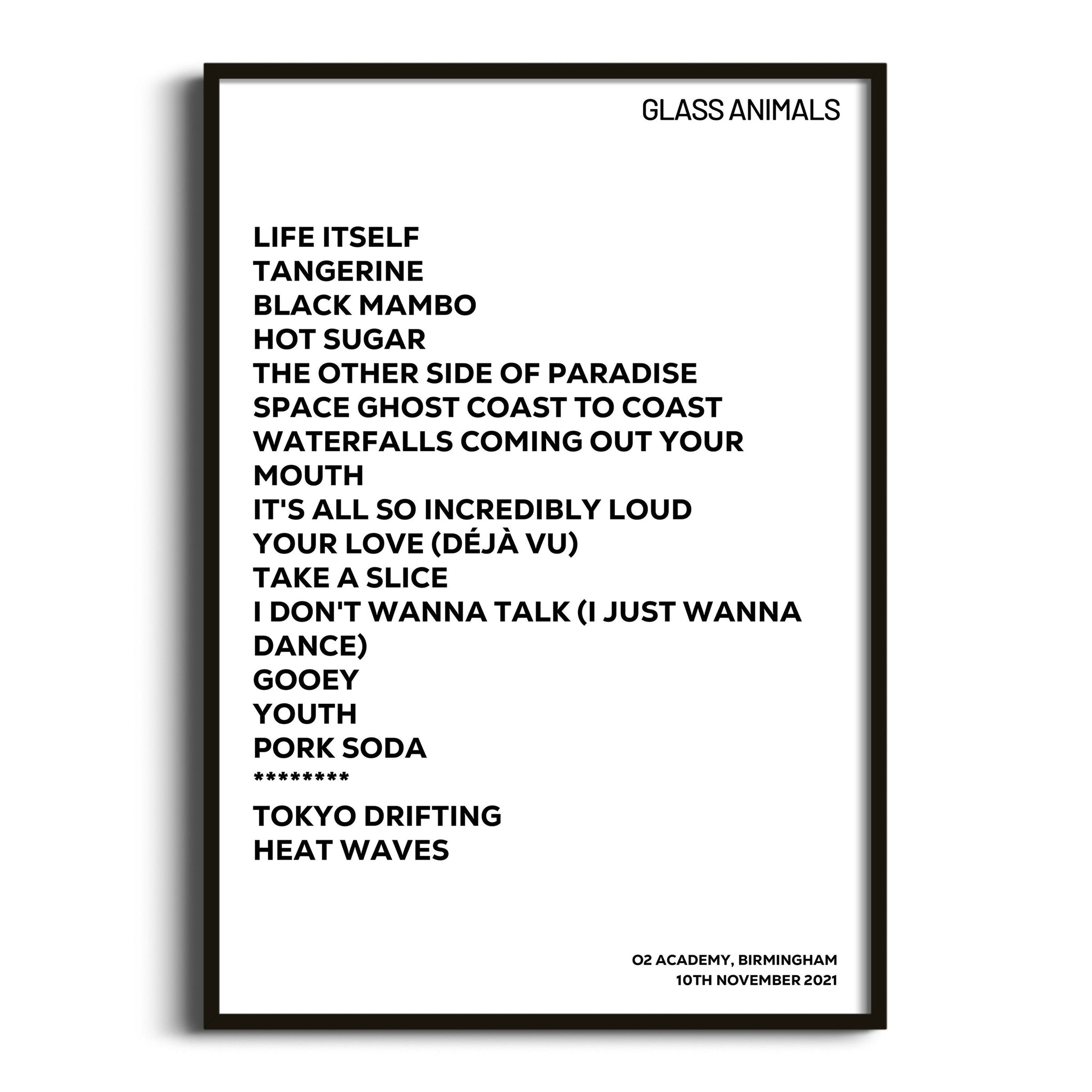 Glass Animals Birmingham 10th November 2021 - Gig Setlist - Setlist