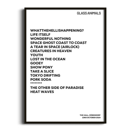 Glass Animals Dübendorf 23rd October 2024 - Gig Setlist - Setlist