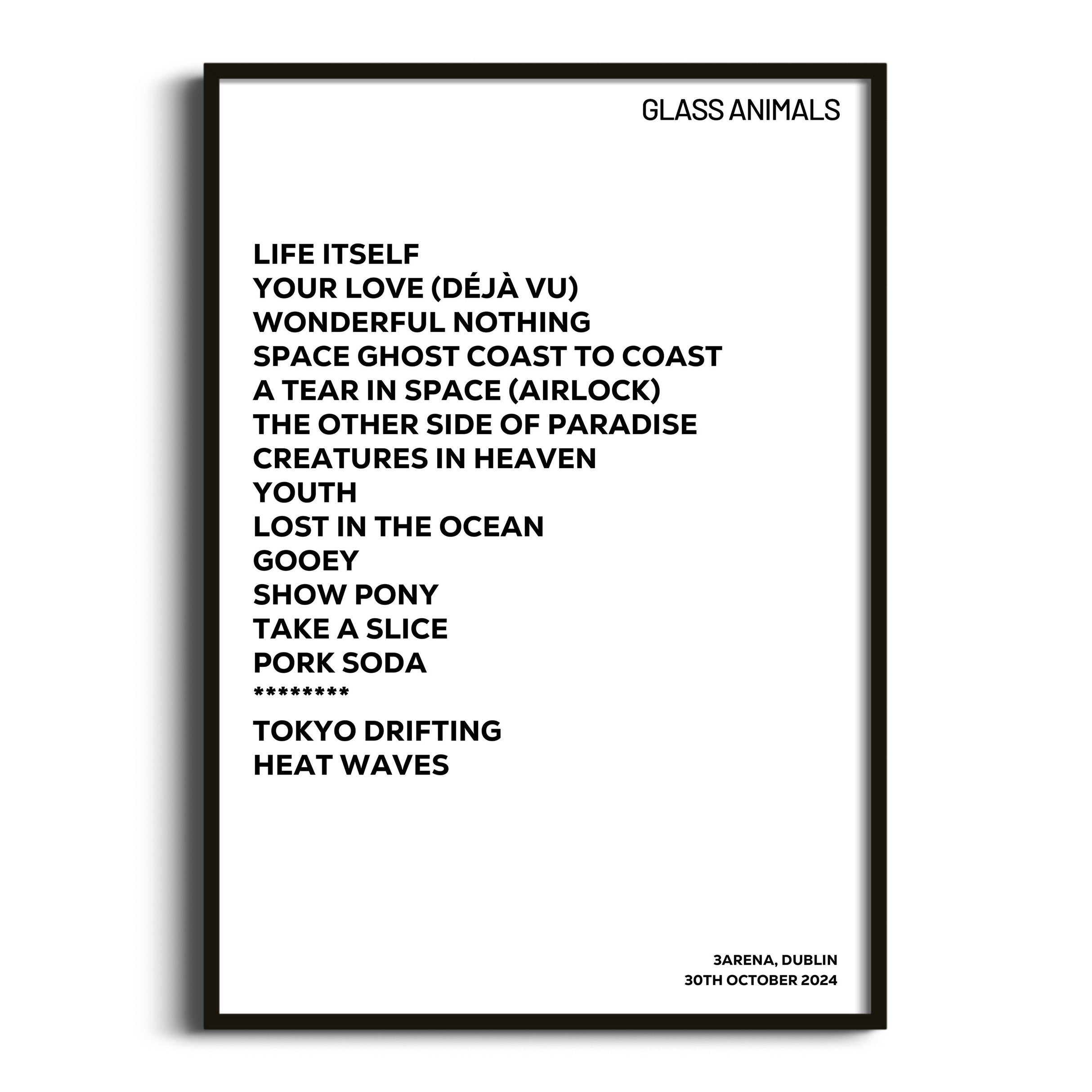 Glass Animals Dublin 30th October 2024 - Gig Setlist - Setlist