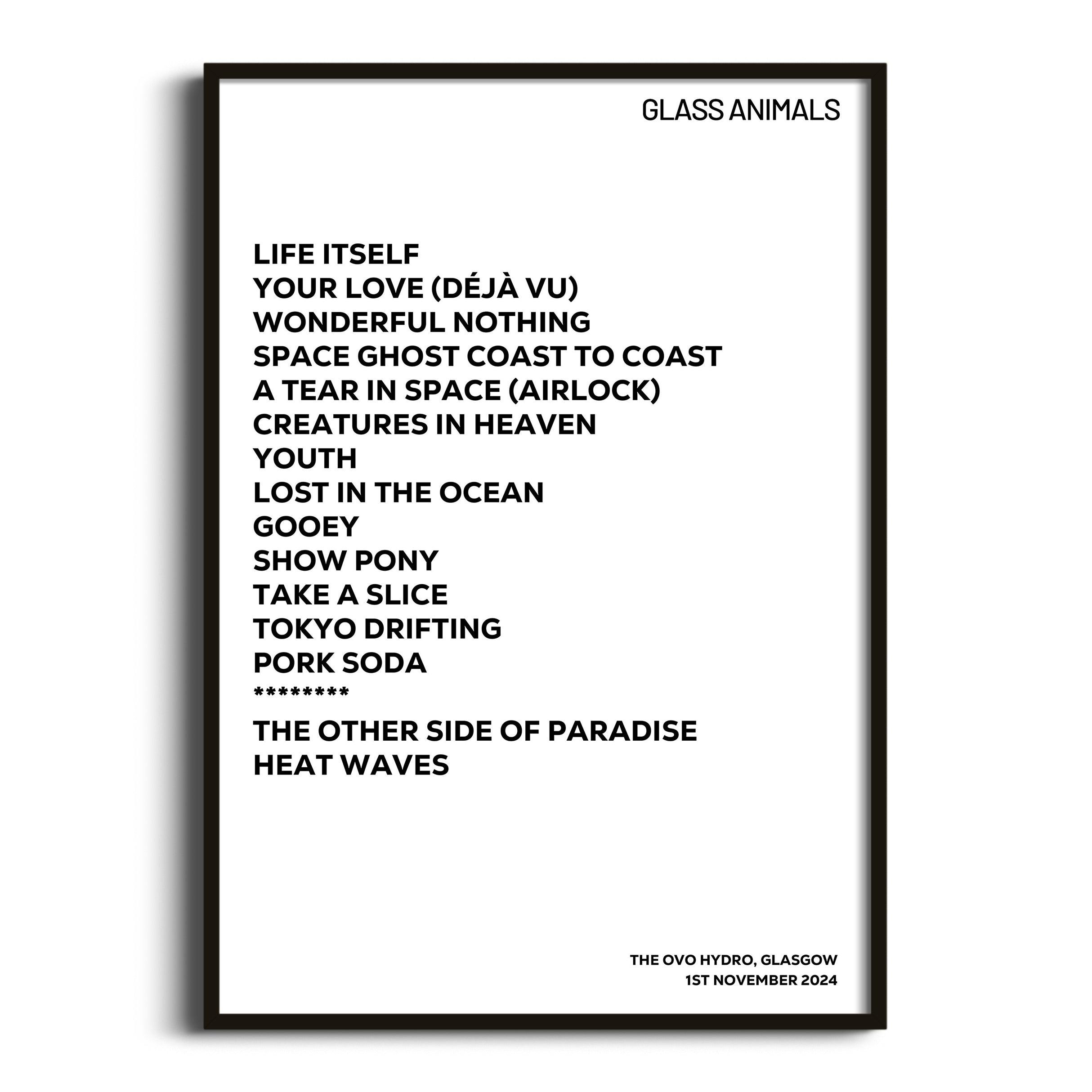 Glass Animals Glasgow 1st November 2024 - Gig Setlist - Setlist