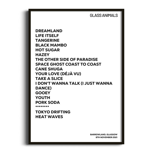 Glass Animals Glasgow 8th November 2021 - Gig Setlist - Setlist